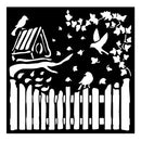 Stamperia  7" x 7" Stencil - House of Roses Fence & Birds, KSTDQ122