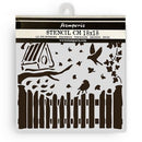 Stamperia  7" x 7" Stencil - House of Roses Fence & Birds, KSTDQ122