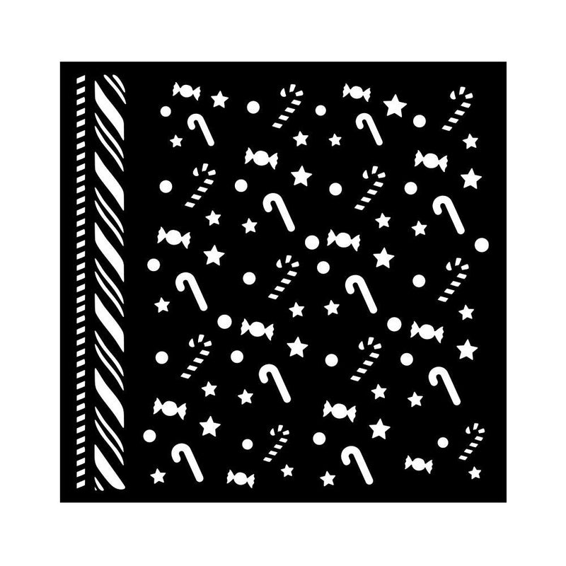 Stamperia Stencil 7x7 - Candy Christmas Candycanes Pattern, KSTDQ124