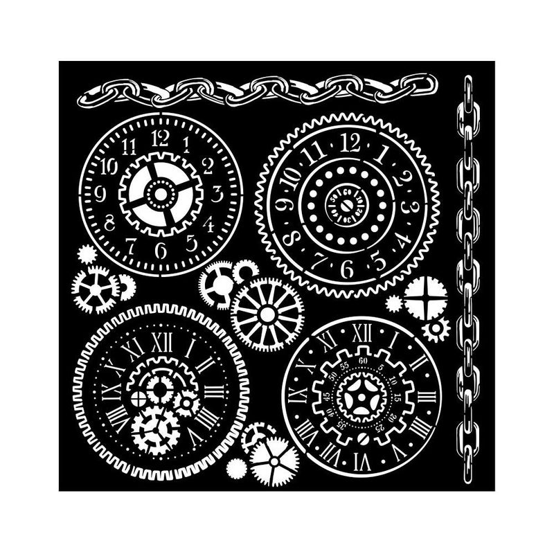 Stamperia 7x7 Stencil- Voyages Fantastiques Gears, KSTDQ98