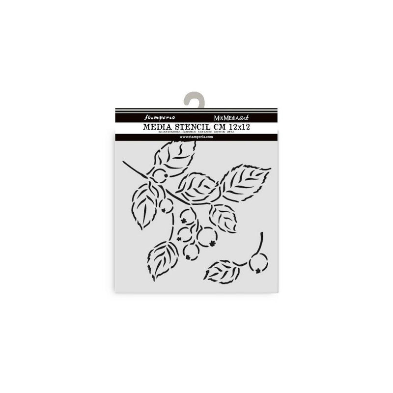 Stamperia Whispering Woods Stencil 4.72x4.72 - Berries, KSTDS60