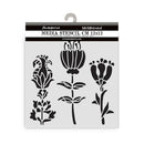 Stamperia Furry Friends 4.72x4.72 Stencil- Stylized Flowers, KSTDS63