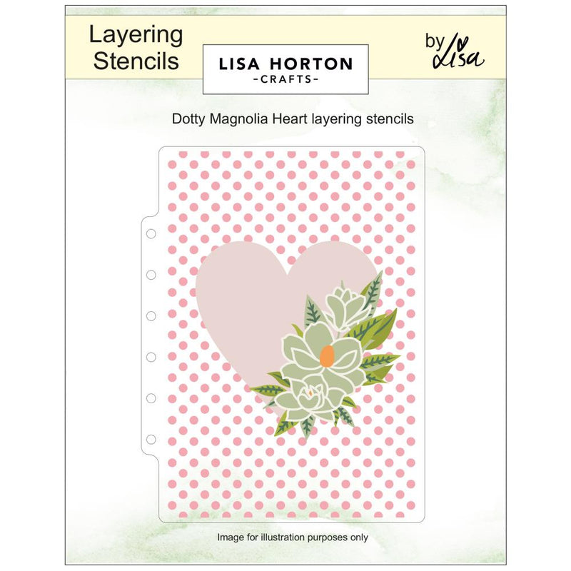 Lisa Horton Crafts - Layering Stencils - Dotty Magnolia Heart, LHCAS223