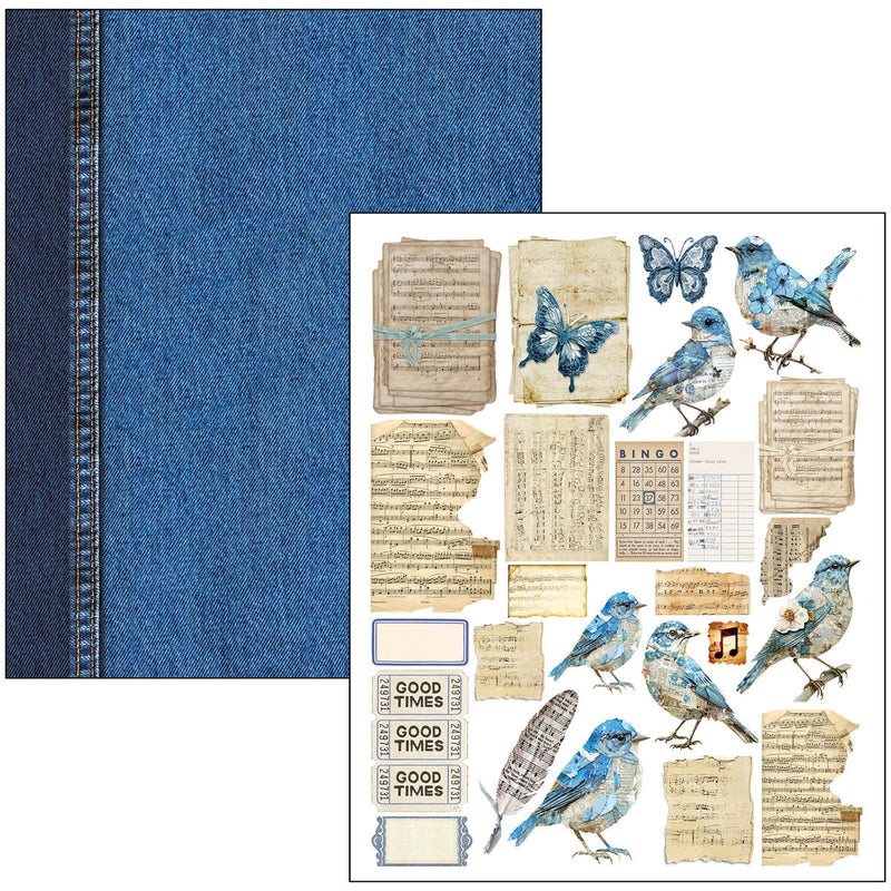 Ciao Bella Urban Blue Denim Mixed Media Book A4 Maxi, MA002 by Lu Mania