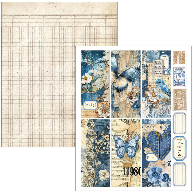 Ciao Bella Urban Blue Denim Mixed Media Book A4 Maxi, MA002 by Lu Mania