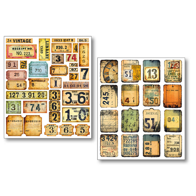 Ciao Bella Mixed Media Sticker Set 10/Pkg Grungy Tags, MB002