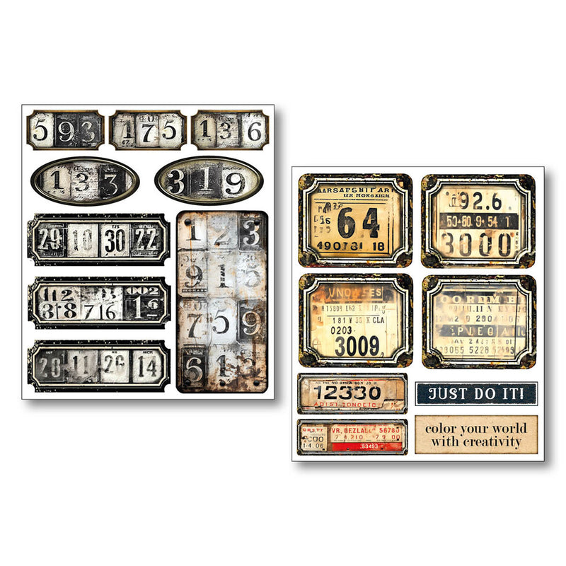 Ciao Bella Mixed Media Sticker Set 10/Pkg Grungy Tags, MB002