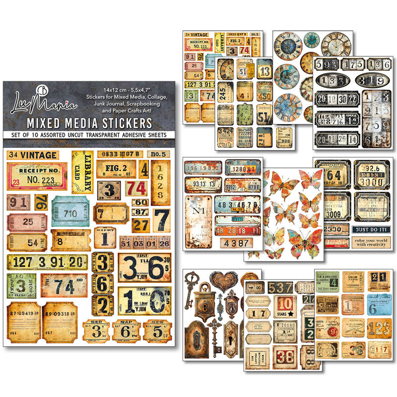 Ciao Bella Mixed Media Sticker Set 10/Pkg Grungy Tags, MB002