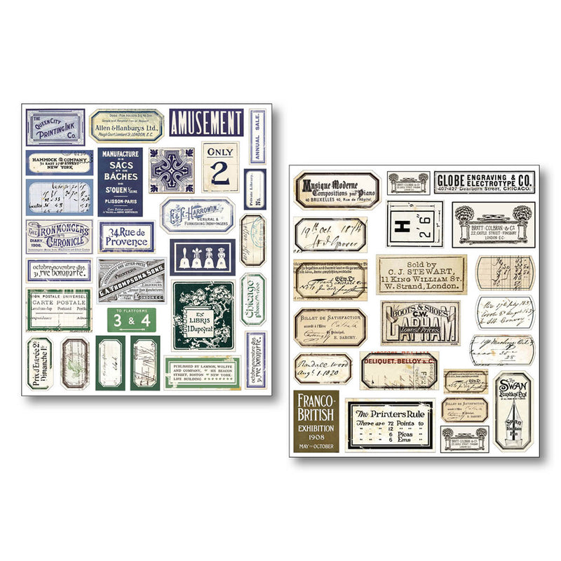 Ciao Bella Mixed Media Sticker Set 10/Pkg Vintage Scripts, MB003