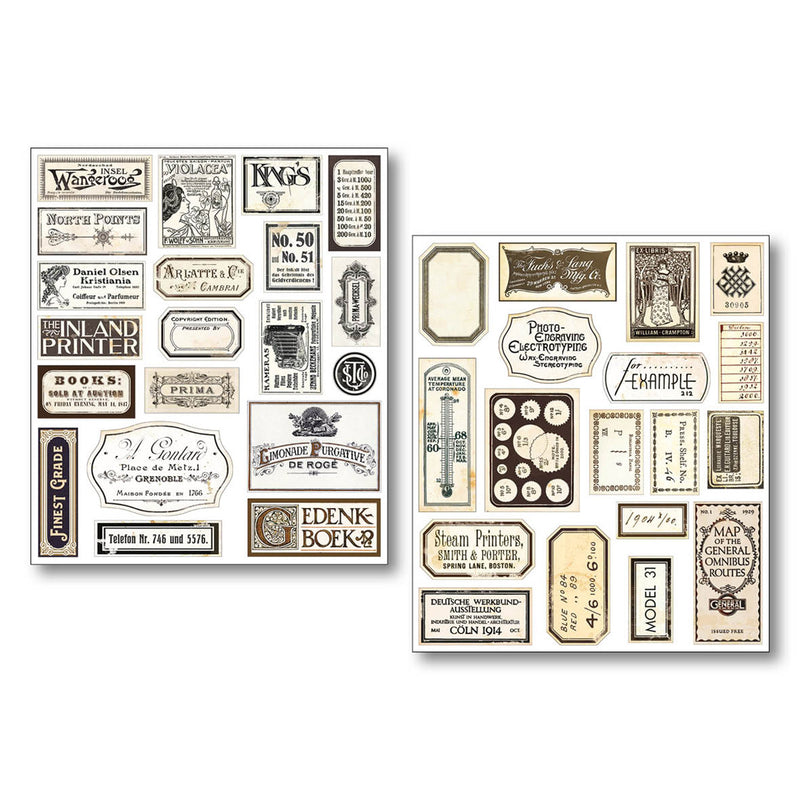 Ciao Bella Mixed Media Sticker Set 10/Pkg Vintage Scripts, MB003