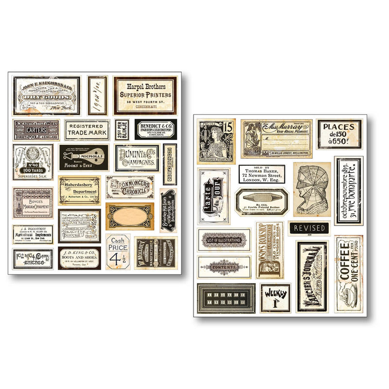 Ciao Bella Mixed Media Sticker Set 10/Pkg Vintage Scripts, MB003