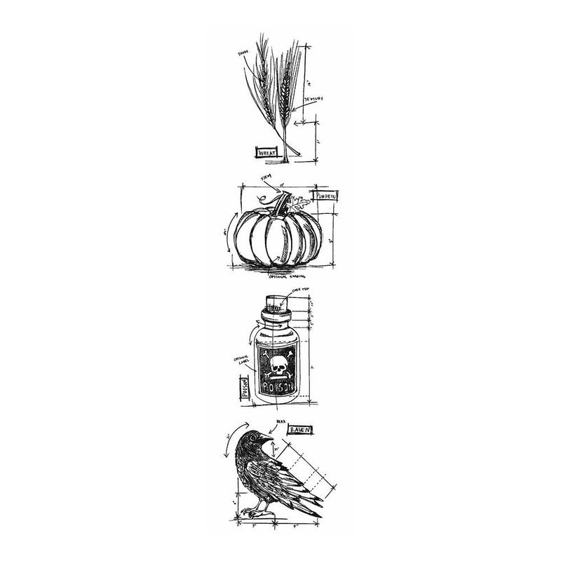 Stampers Anonymous Mini Blueprints Cling Stamps - Halloween