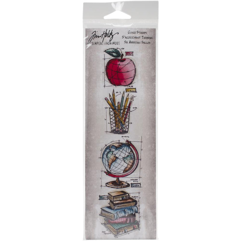 Stampers Anonymous Mini Blueprints Strip Cling Stamps - Schoolhouse, MB024 by Tim Holtz