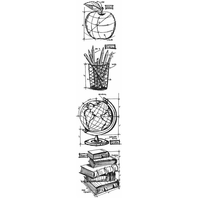 Stampers Anonymous Mini Blueprints Strip Cling Stamps - Schoolhouse, MB024 by Tim Holtz