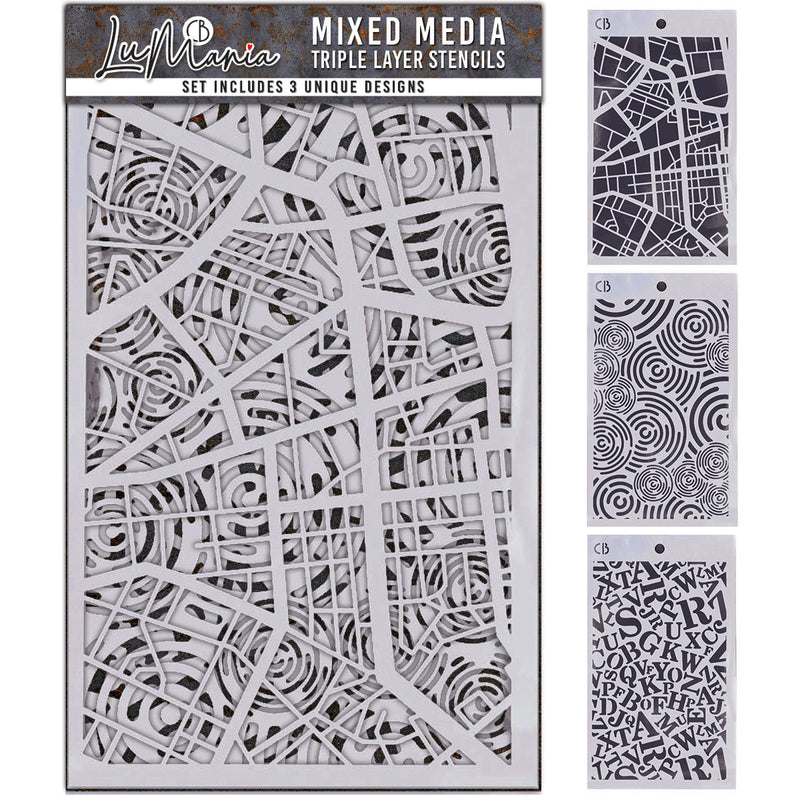 Ciao Bella Mixed Media Triple Layer Stencils, Set