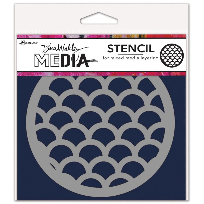 Dina Wakley MEdia Stencil 5.5 x 5.5 - Scales Coaster, MDS84969