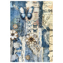 Ciao Bella Urban Blue Denim Mixed Media Rice Paper A4 Set 4Pc, MF002