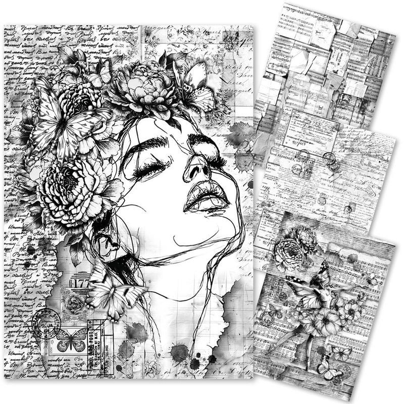 Ciao Bella Meaningful Memories Mixed Media Rice Paper A4 Set 4Pc, MF005