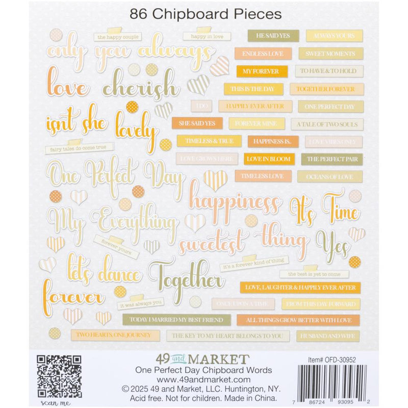 49 & Market - One Perfect Day - Chipboard Set - Words, OFD-30952