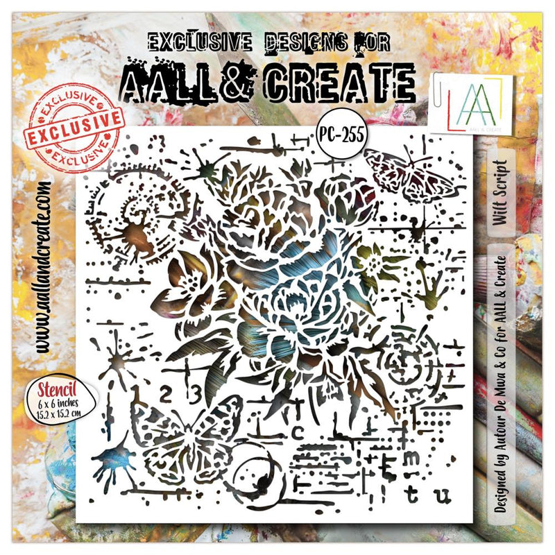 AALL & Create Stencil 6"X6" - Wilt Script, PC-255