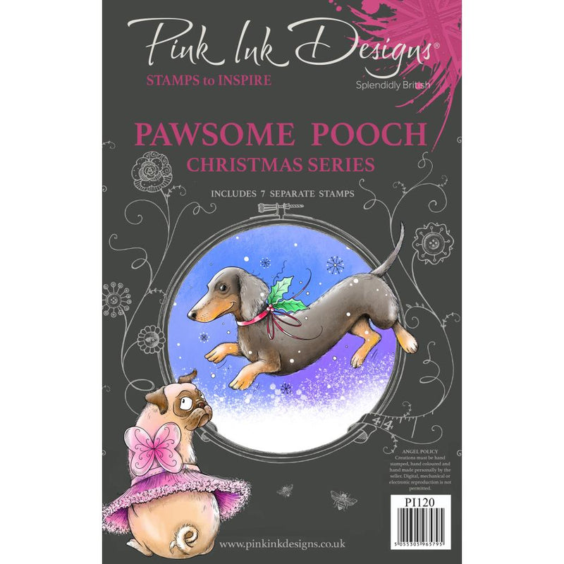 Pink Ink Designs 6x8 Clear Stamp Set - Pawsome Pooch, PI120