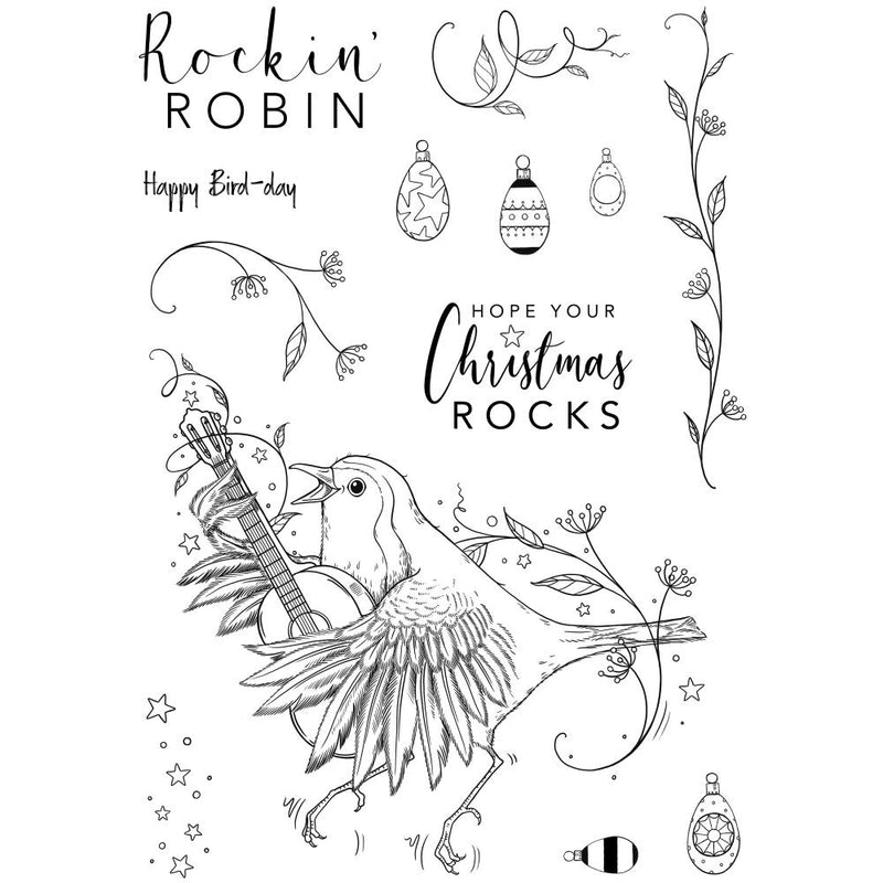 Pink Ink Designs 6x8 Clear Stamp Set - Rockin' Robin, PI179