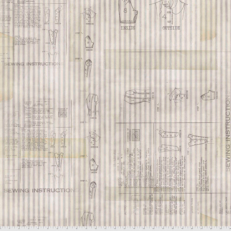 Free Spirit - Eclectic Elements Monochrome - Sewing Instructions, PWTH110.LINEN1/2 cut in 1/2yd increments Tim Holtz