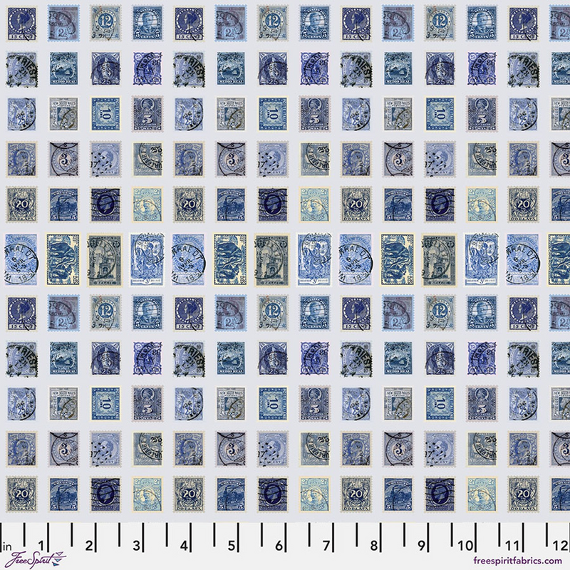Coming Soon - Free Spirit - Eclectic Elements Palette - Indigo Stamps, PWTH291.INDIGO.5 cut in 1/2yd increments Tim Holtz