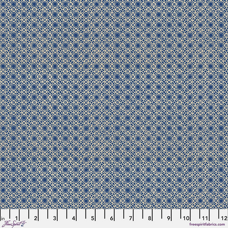 Coming Soon - Free Spirit - Eclectic Elements Palette - Indigo Tiny Print, PWTH298.INDIGO.5 cut in 1/2yd increments Tim Holtz