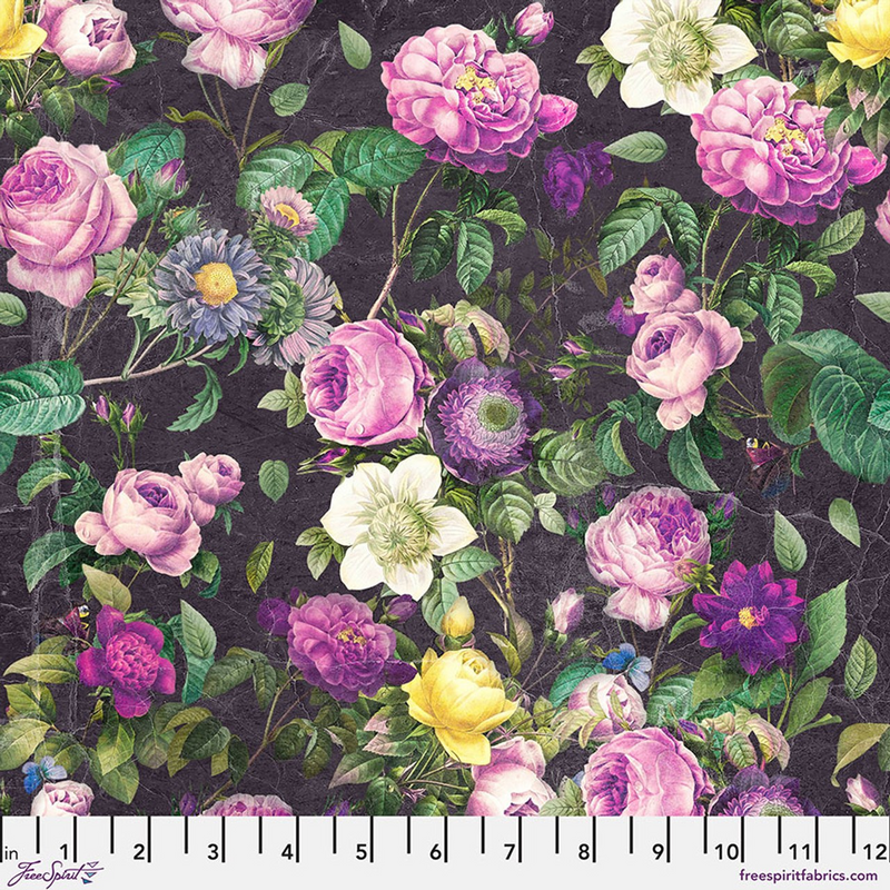 Free Spirit - Eclectic Elements Palette - Purple Flower Shop, PWTH304.PURPLE0.5 cut in 1/2yd increments Tim Holtz