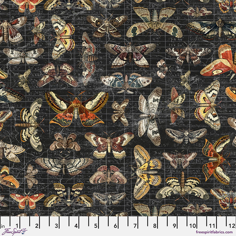 Free Spirit - Eclectic Elements Halloween Moth Study, PWTH333 cut in 1/2yd increments by Tim Holtz