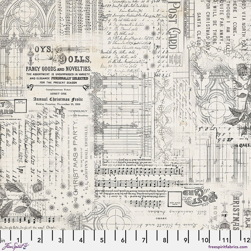 Free Spirit - Eclectic Elements Christmas Remnants, PWTH336 cut in 1/2yd increments by Tim Holtz