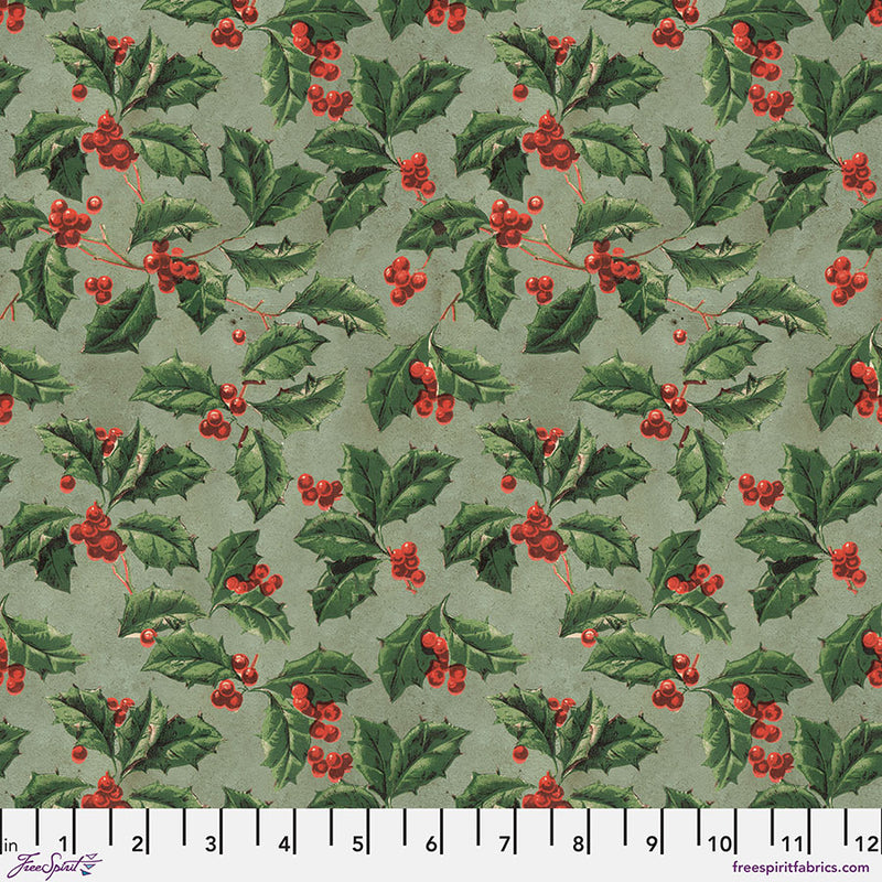 Free Spirit - Eclectic Elements Christmas Holly, PWTH337 cut in 1/2yd increments by Tim Holtz