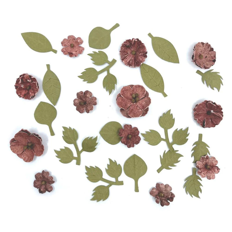 49 and Market Paper Flowers - Rustic Blooms - Cranberry, RB-34932