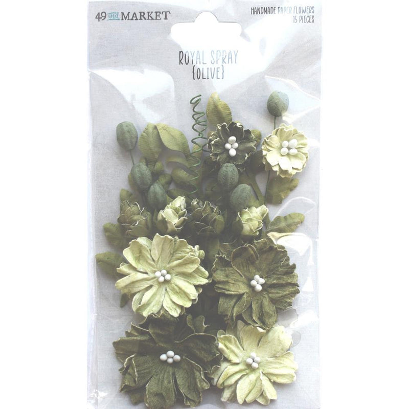 49 and Market Paper Flowers - Royal Spray - Olive, RS-34017