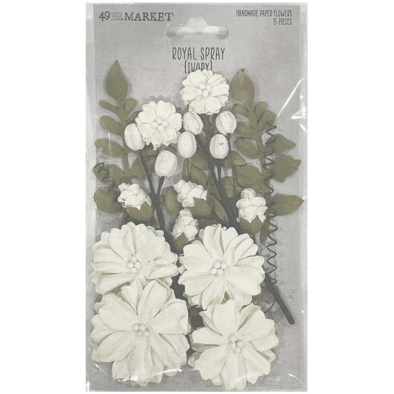 49 and Market Paper Flowers - Royal Spray - Ivory, RS-35397