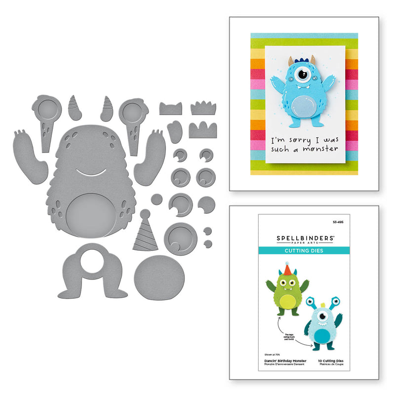 Spellbinders Etched Die Set - Dancin' Birthday Monster, S3-495