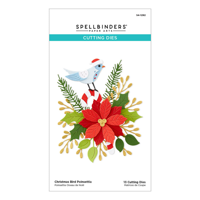 Spellbinders Etched Dies - Christmas Bird Poinsettia, S4-1292