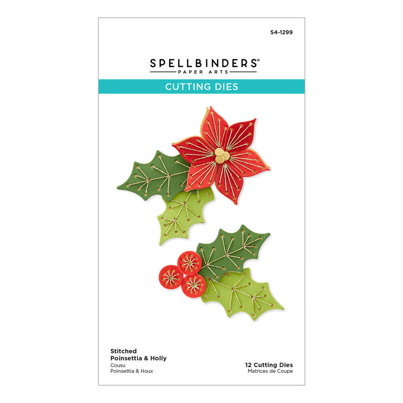 Spellbinders Etched Dies - Stitched Poinsettia and Holly, S4-1299