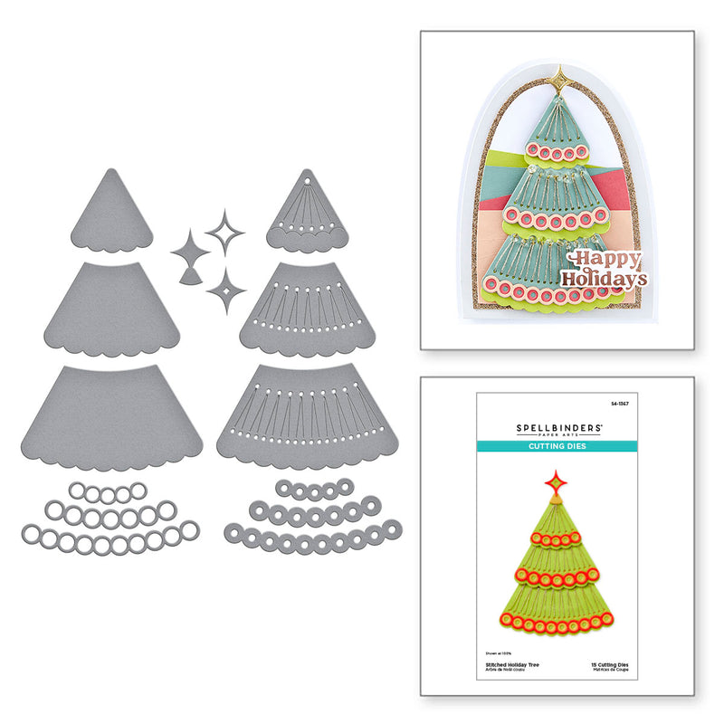 Spellbinders Etched Dies - Stitched Holiday Tree, S4-1367