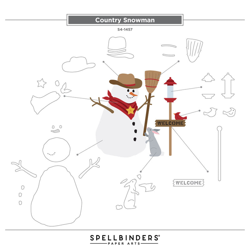 Spellbinders Etched Dies - Country Snowman, S4-1457