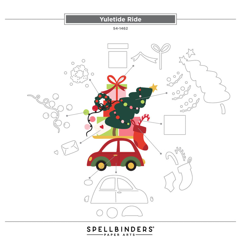 Spellbinders Stamp Etched Dies - Yuletide Ride, S4-1462