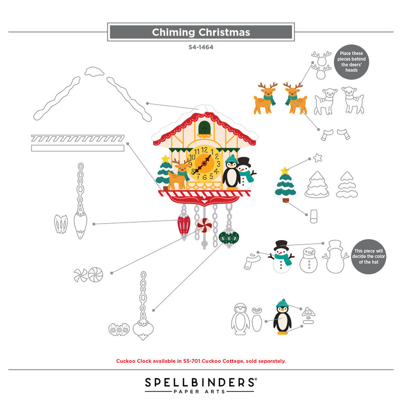 Spellbinders Etched Dies - Cuckoo Cottage Chiming Christmas, S4-1464
