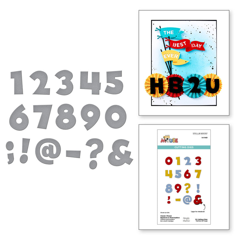 Spellbinders Etched Die Set - Classic Mouse Numbers & Punctuation, S4-1469