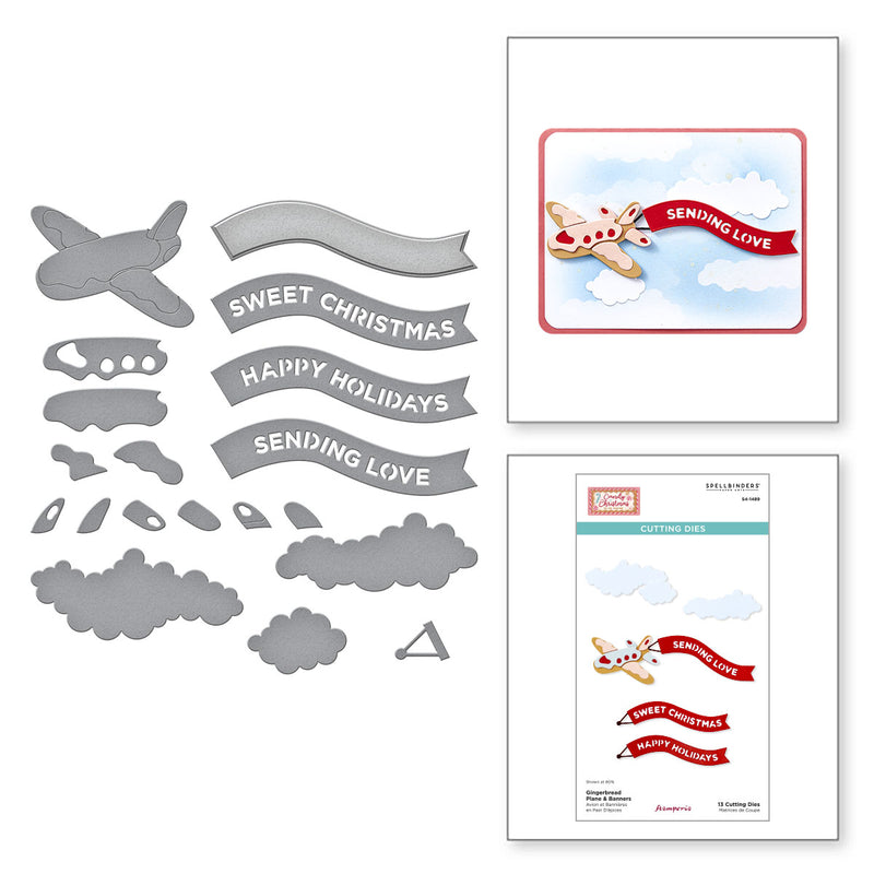 Spellbinders Etched Dies Candy Christmas - Gingerbread Plane & Banners, S4-1489