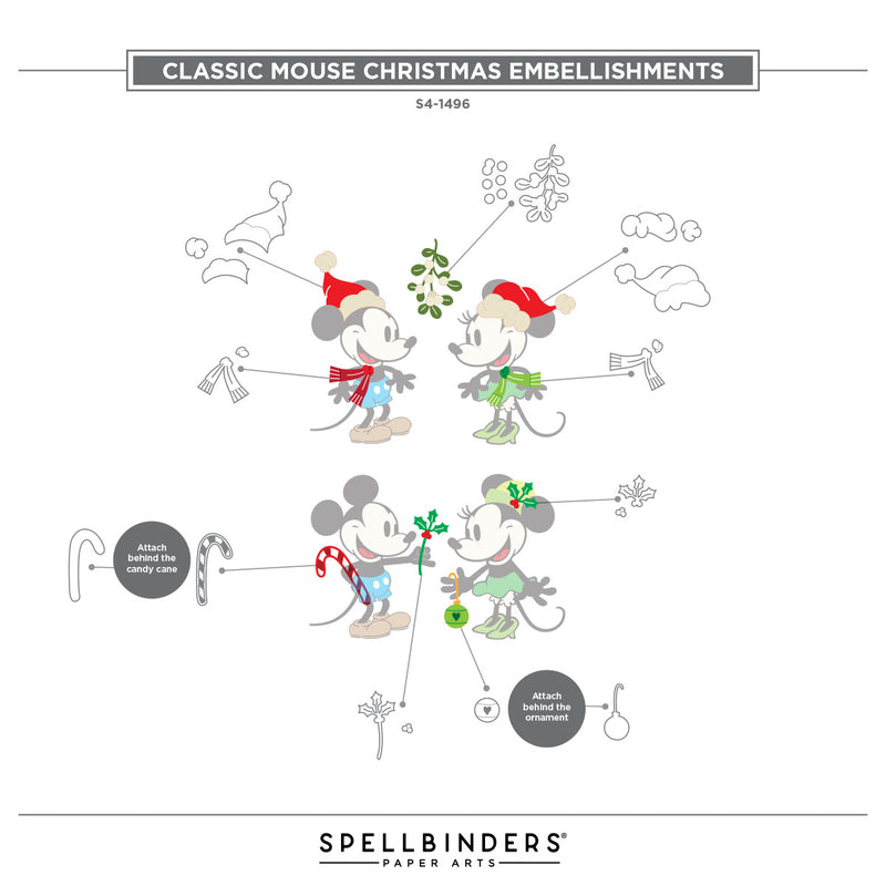 Spellbinders Etched Die Set - Classic Mouse Christmas Embellishments, S4-1496