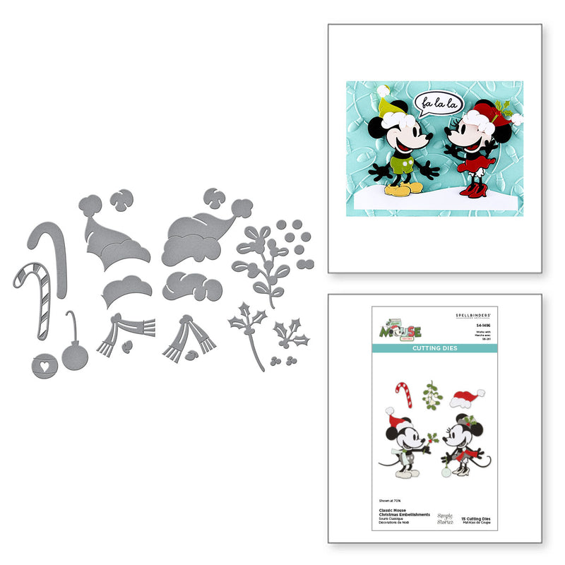 Spellbinders Etched Die Set - Classic Mouse Christmas Embellishments, S4-1496