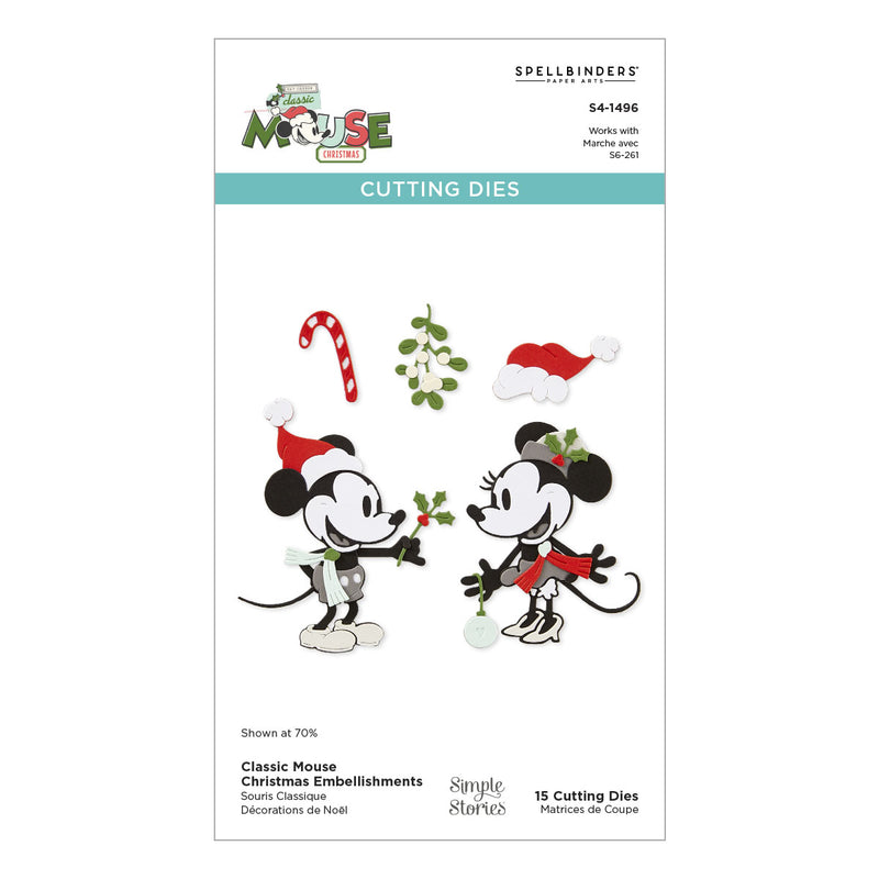Spellbinders Etched Die Set - Classic Mouse Christmas Embellishments, S4-1496