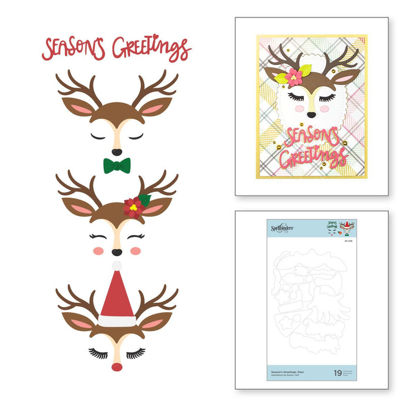 Spellbinders Etched Dies - Season's Greetings Deer, S5-439