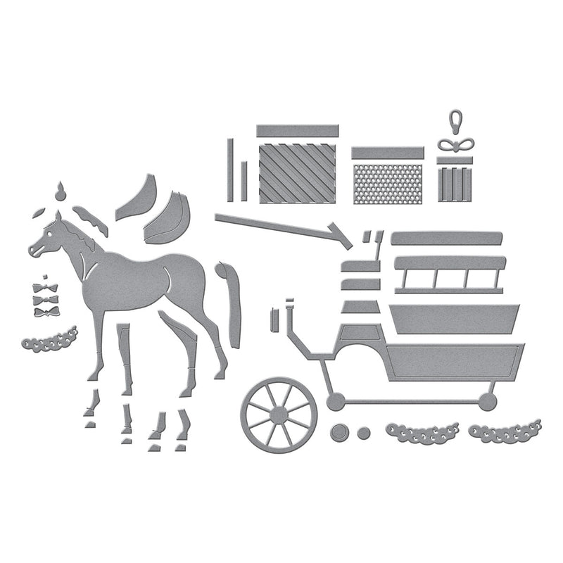 Spellbinders Etched Dies - Christmas Horse-Drawn Wagon, S5-694
